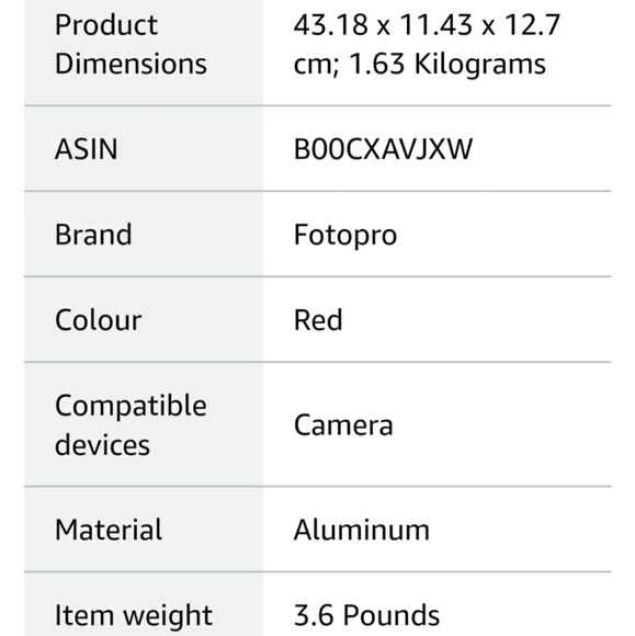 Fotopro C4i Camera Tripod In Red - Picture 11 of 15